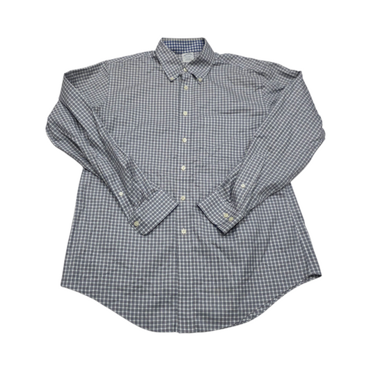 Camisa Brooks Brothers Grande L Cuadro Gris Blanco