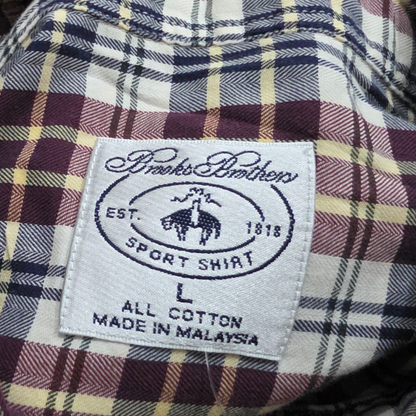 Camisa Brooks Brothers Grande L Cuadro Morado Y Azul