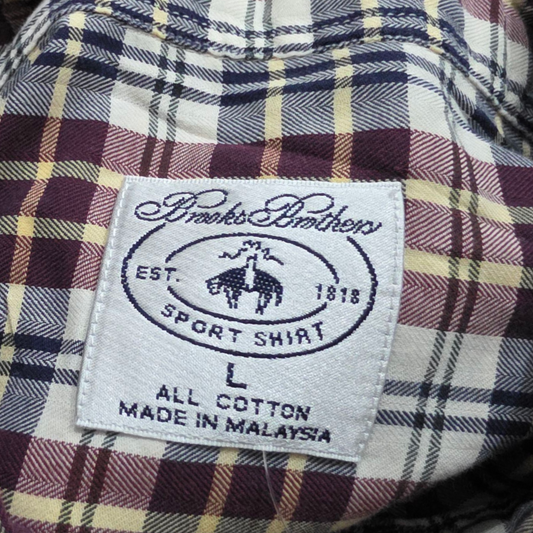 Camisa Brooks Brothers Grande L Cuadro Morado Y Azul