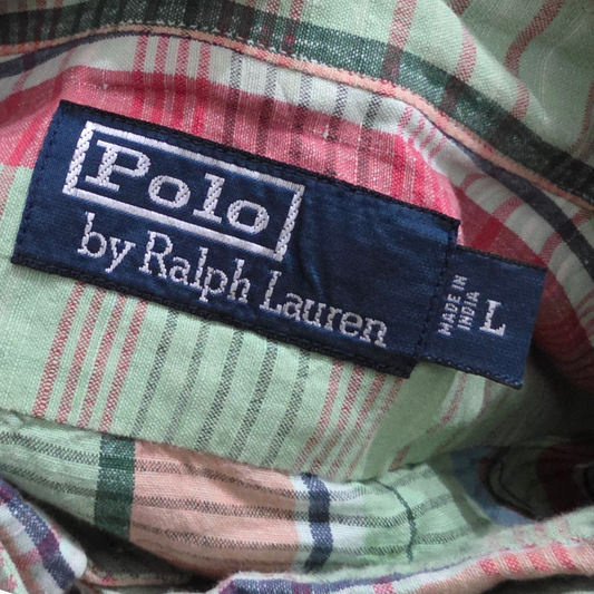 Camisa Manga Cortaralph Lauren Grandel Cuadro Verde Colores