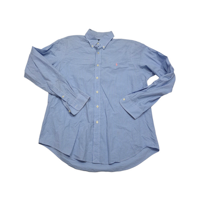 Camisa Ralph Lauren Grande L Cuadro Azul Claro Pony Rosa