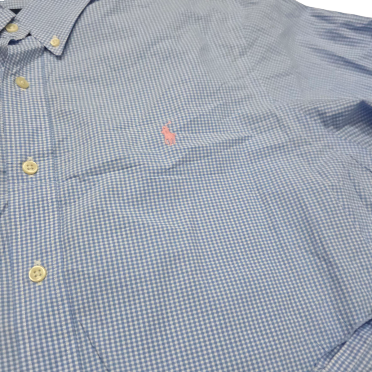 Camisa Ralph Lauren Grande L Cuadro Azul Claro Pony Rosa