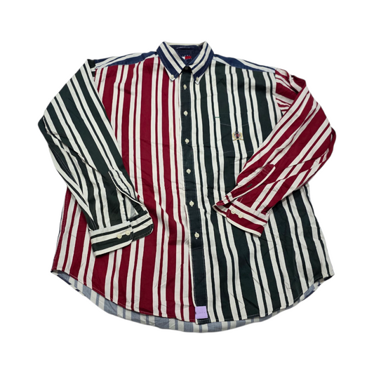 Camisa Tommy Hilfiger Grandel Lineas Retro Azul Verderojo