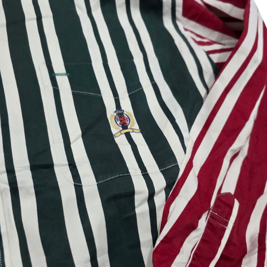 Camisa Tommy Hilfiger Grandel Lineas Retro Azul Verderojo
