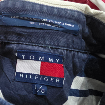 Camisa Tommy Hilfiger Grandel Lineas Retro Azul Verderojo