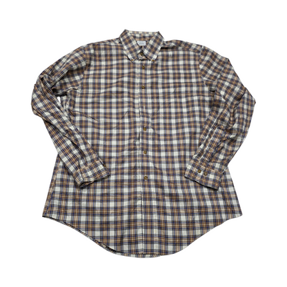Camisa Brook Brothers Grande L Cuadro Cafe Y Azul