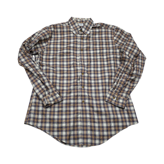 Camisa Brook Brothers Grande L Cuadro Cafe Y Azul