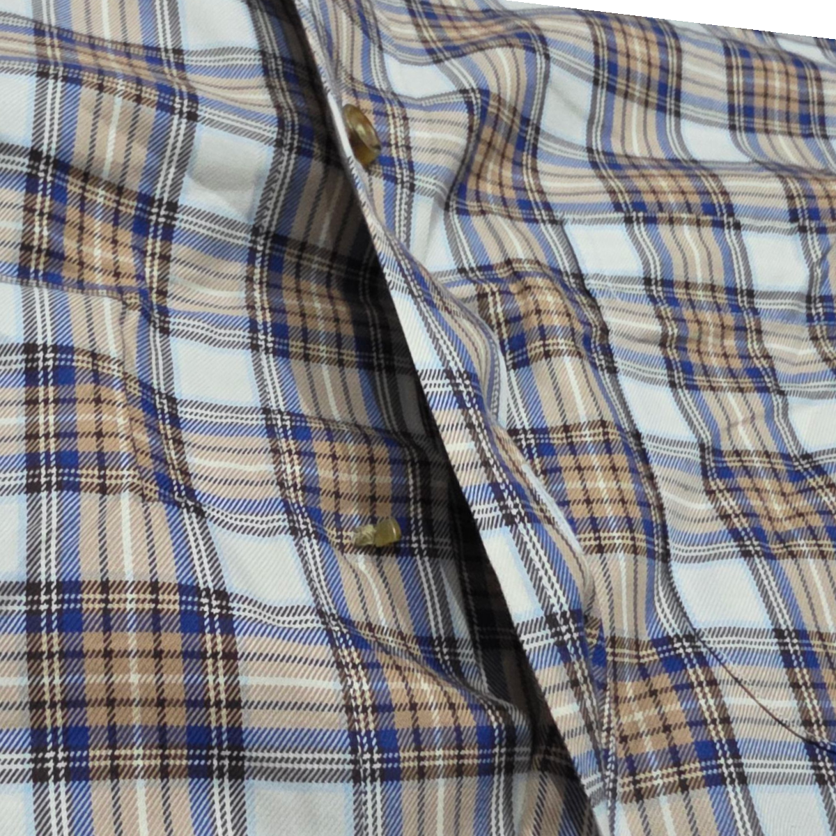 Camisa Brook Brothers Grande L Cuadro Cafe Y Azul