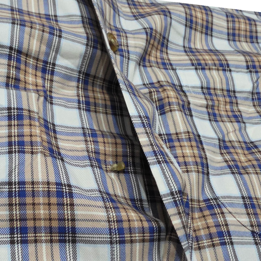Camisa Brook Brothers Grande L Cuadro Cafe Y Azul