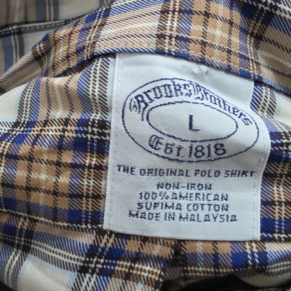 Camisa Brook Brothers Grande L Cuadro Cafe Y Azul