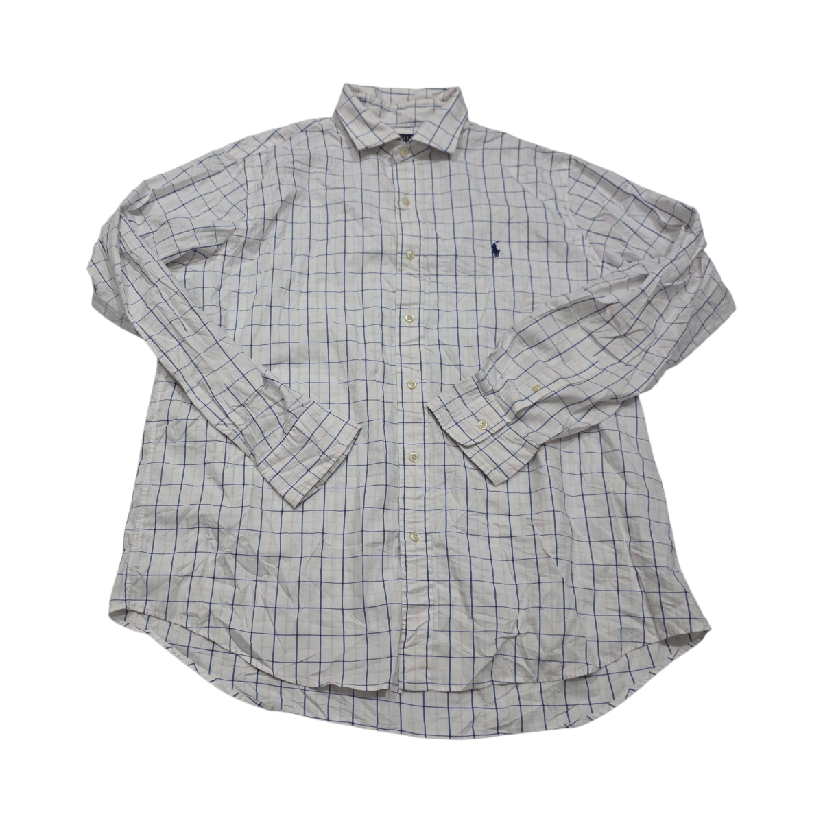 Camisa Ralph Lauren Xgrande Xl Cuadro Blanco Lineas Azules