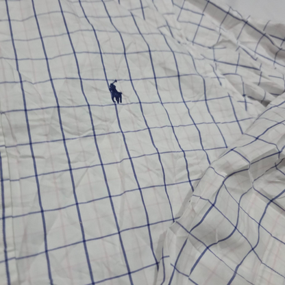 Camisa Ralph Lauren Xgrande Xl Cuadro Blanco Lineas Azules