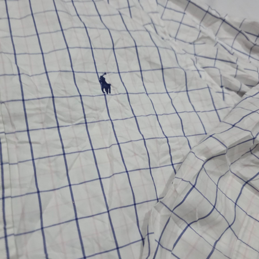 Camisa Ralph Lauren Xgrande Xl Cuadro Blanco Lineas Azules