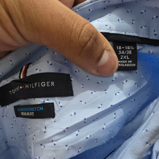 Camisa Regular Fit Tommy Hilfiger 2xl Azul Claro