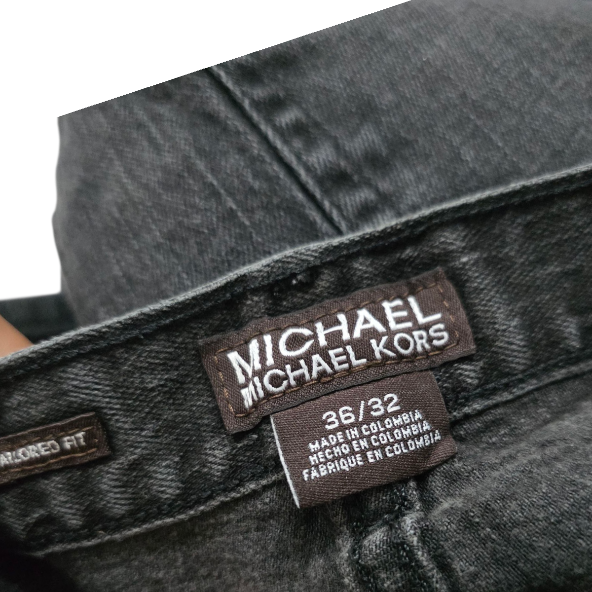 Pantalon Tailored Fit Michael Kors 36x32 Negro Deslavado