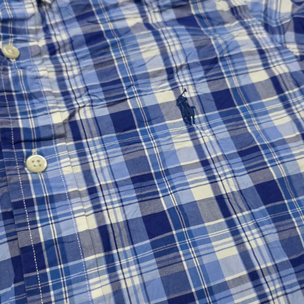 Camisa Ralph Lauren Xchico Xs Azul Cuadros