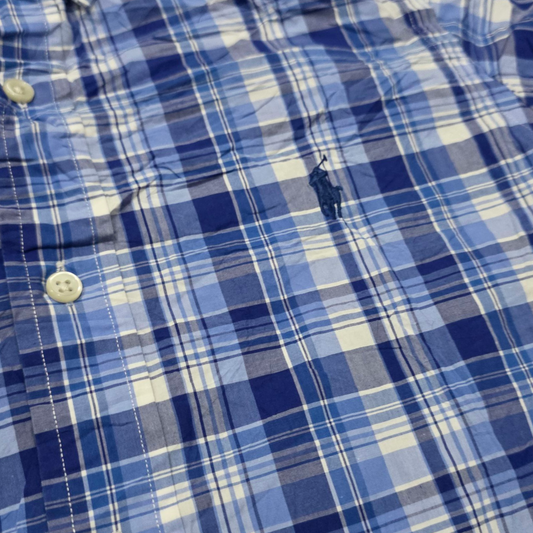 Camisa Ralph Lauren Xchico Xs Azul Cuadros