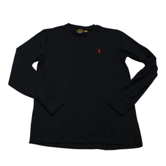 Playera Manga Larga Ralph Lauren Chico S Negro Pony Rojo