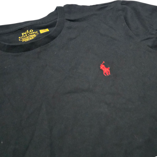 Playera Manga Larga Ralph Lauren Chico S Negro Pony Rojo