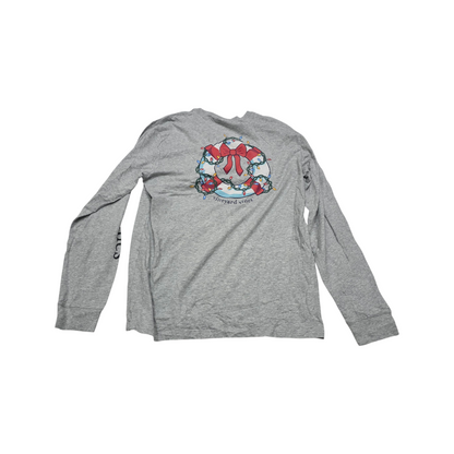 Playera Manga Larga Vineyard Vines Chico S Gris Navidad