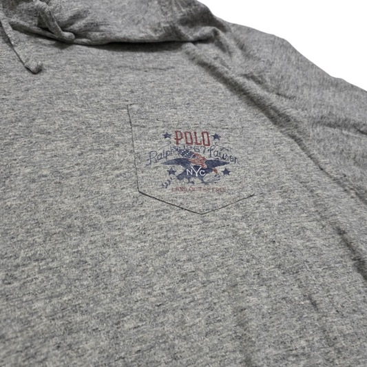 Playera Con Gorro Manga Larga Ralph Lauren Xxl Gris