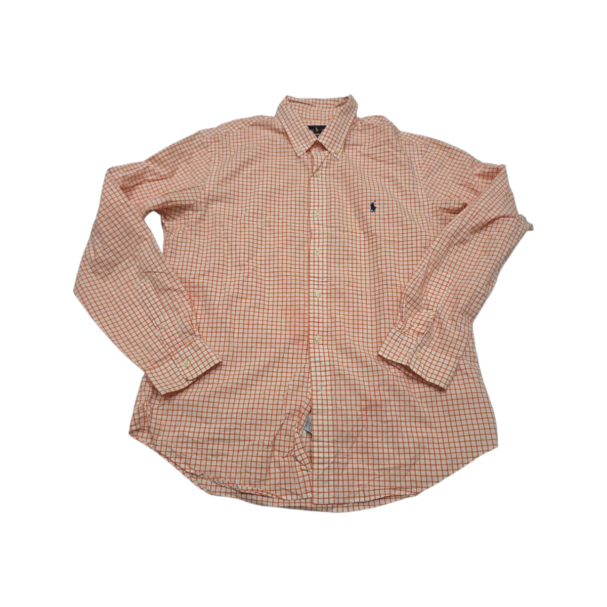 Camisa Ralph Lauren Xgrande Xl Cuadro Naranja Y Balnco