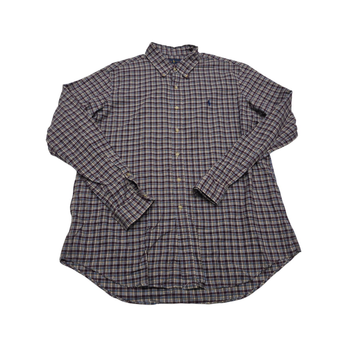 Camisa Ralph Lauren Xgrande Xl Morado Cafe Y Azul