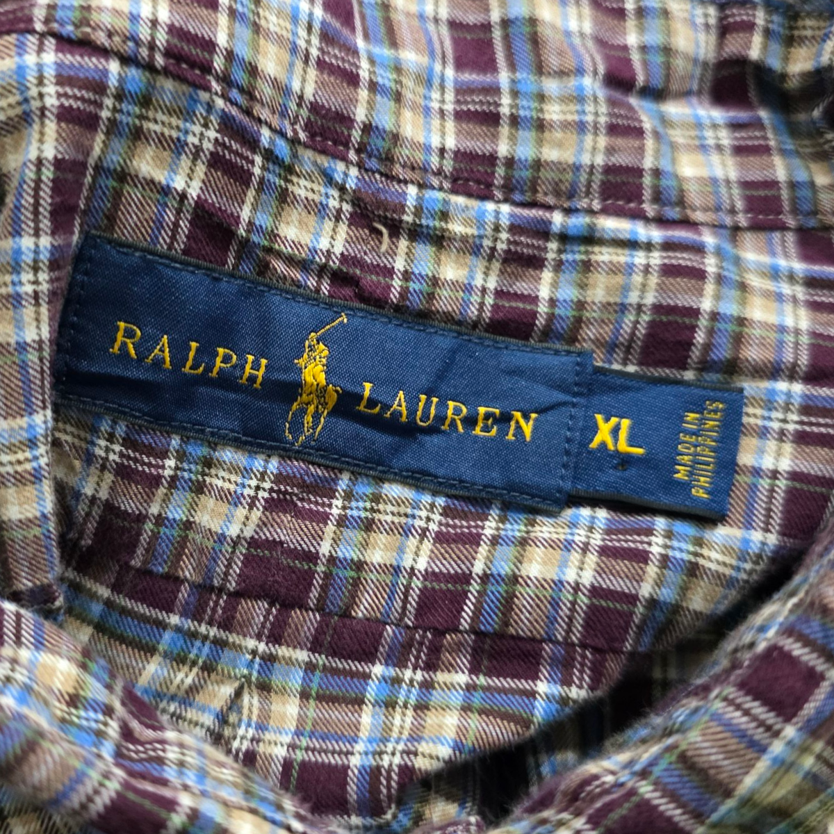 Camisa Ralph Lauren Xgrande Xl Morado Cafe Y Azul
