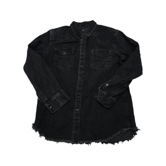 Camisa Relaxed Fit Zara Xgrande Xl Negro Deslavado