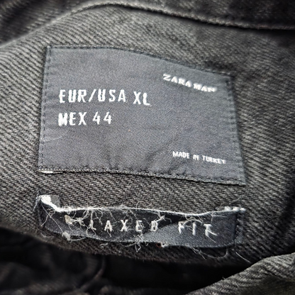 Camisa Relaxed Fit Zara Xgrande Xl Negro Deslavado
