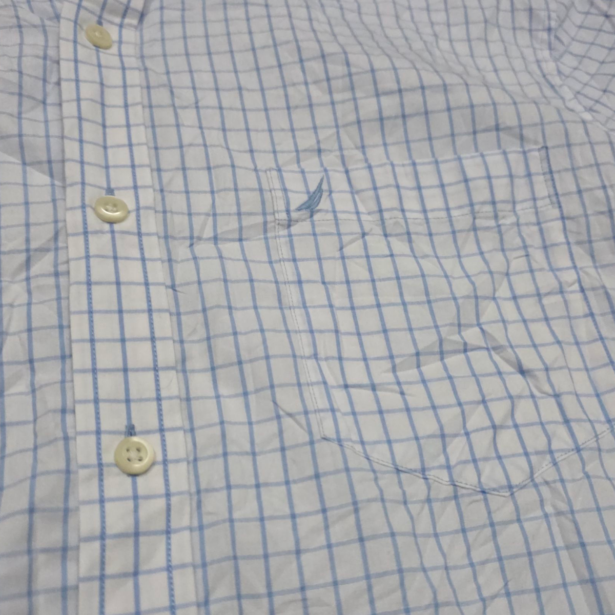 Camisa Nautica Xgrande Xl Cuadro Blanco Y Azul Claro