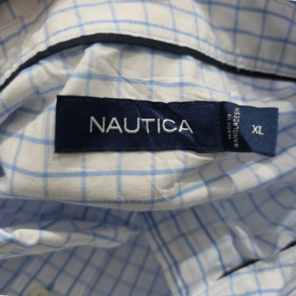 Camisa Nautica Xgrande Xl Cuadro Blanco Y Azul Claro