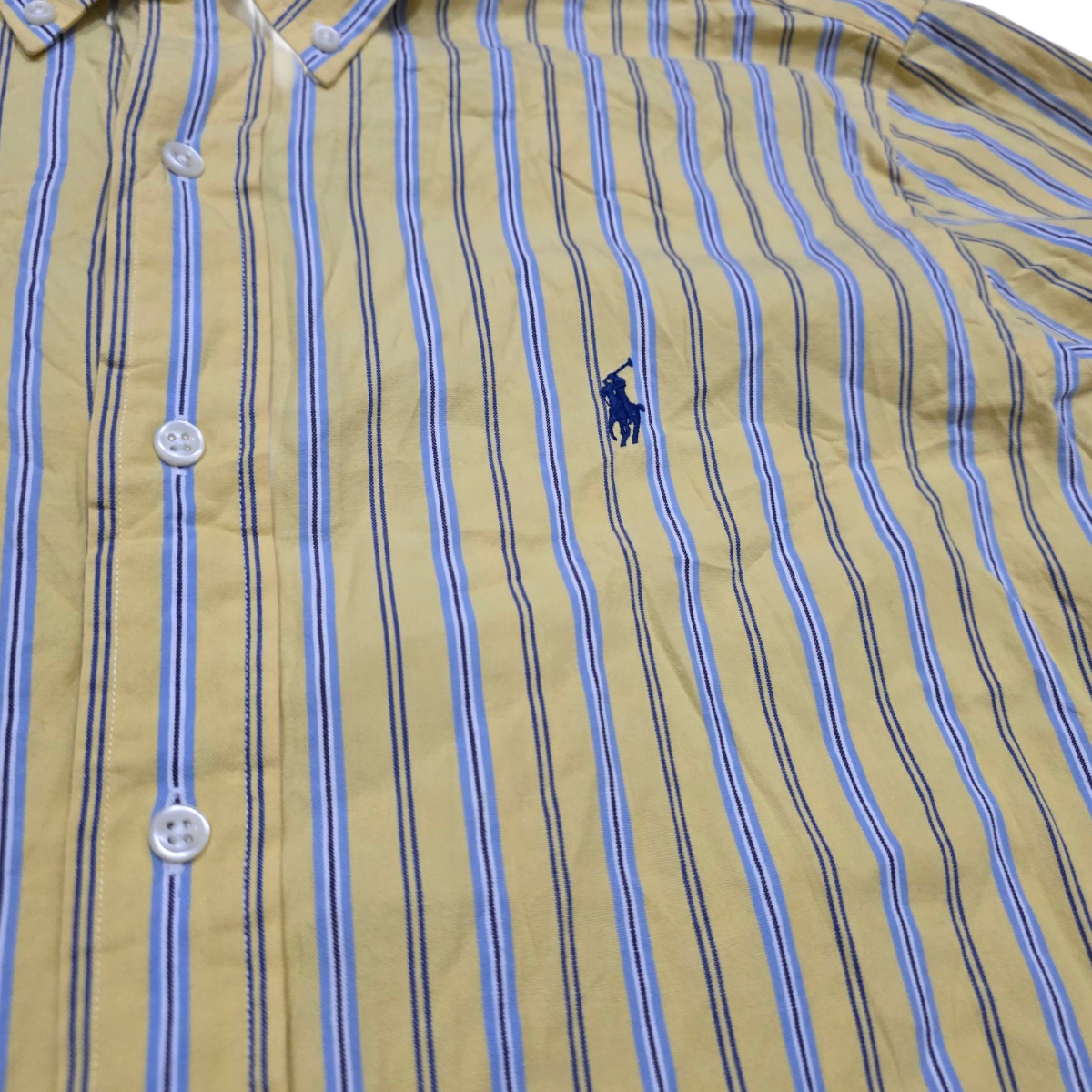 Camisa Ralph Lauren Xgrande Xl Amarilla Lineas Azules