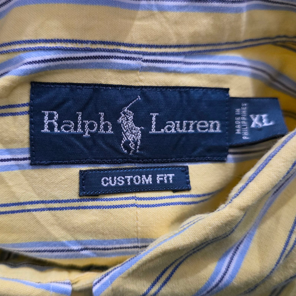 Camisa Ralph Lauren Xgrande Xl Amarilla Lineas Azules