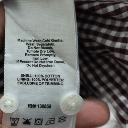 Camisa Manga Corta Columbia Grande L Cuadro Vino