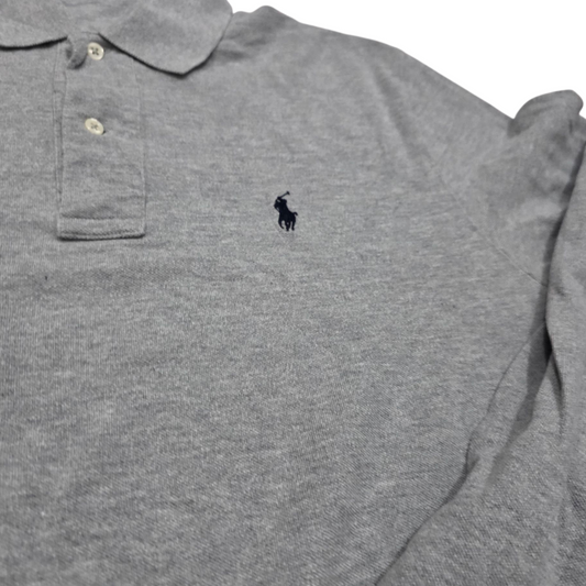 Playera Polo Ralph Lauren Chico S Gris Manga Larga