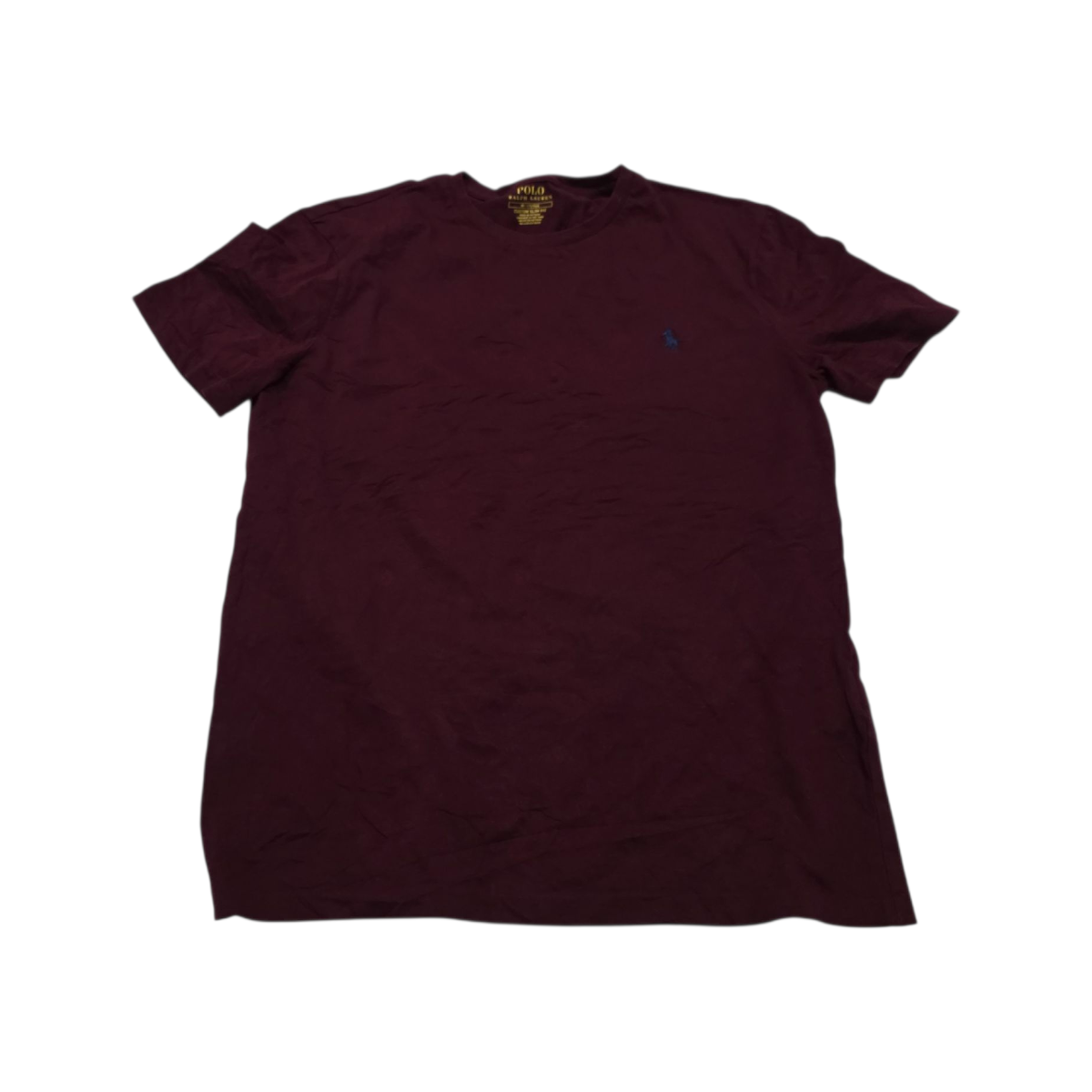 Playera Custom Slim Fit Ralph Lauren Medianam Vino Pony Azul