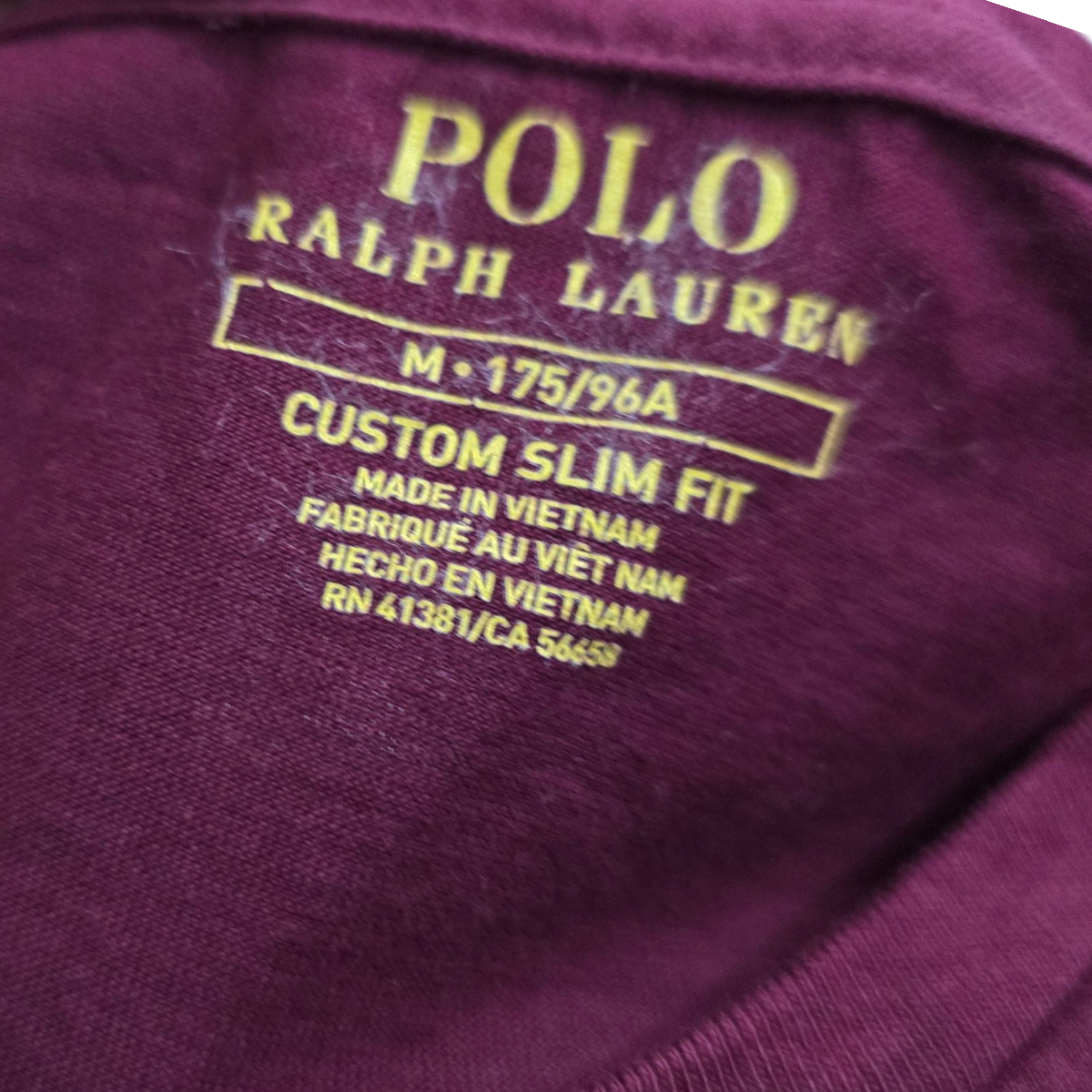 Playera Custom Slim Fit Ralph Lauren Medianam Vino Pony Azul
