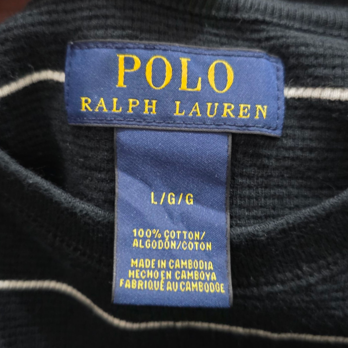 Playera Manga Larga Ralph Lauren Grande L Azul Lineas