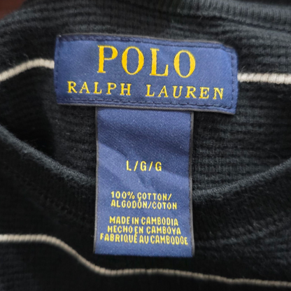 Playera Manga Larga Ralph Lauren Grande L Azul Lineas