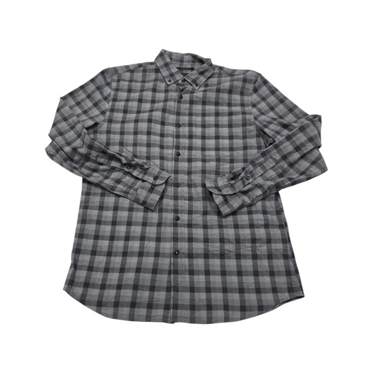Camisa Slim Fit Banana Republic Grande L Cuadro Gris