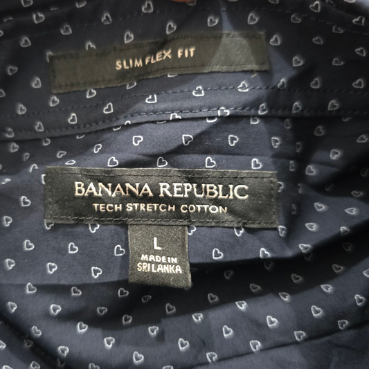 Camisa Slim Banana Republic Grande L Azul Corazones