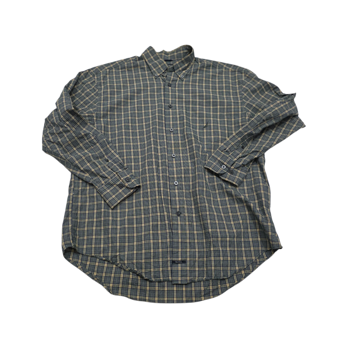 Camisa Nautica Grande L Cuadro Azul Y Amarillo