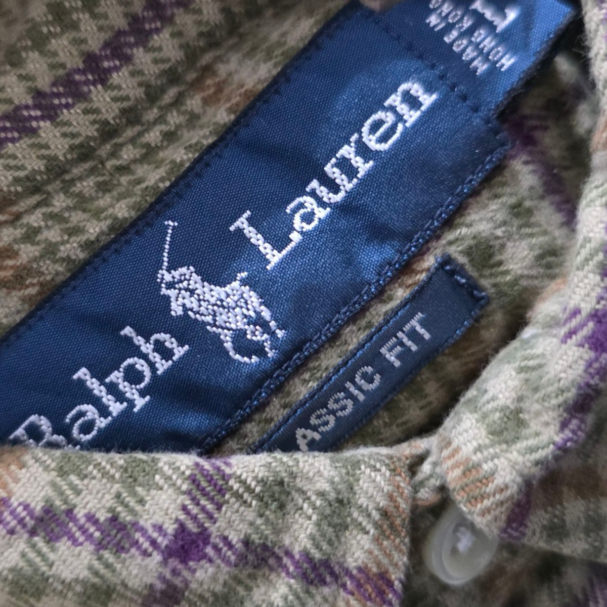 Camisa Ralph Lauren Grande L Cuadro Verde Cafe
