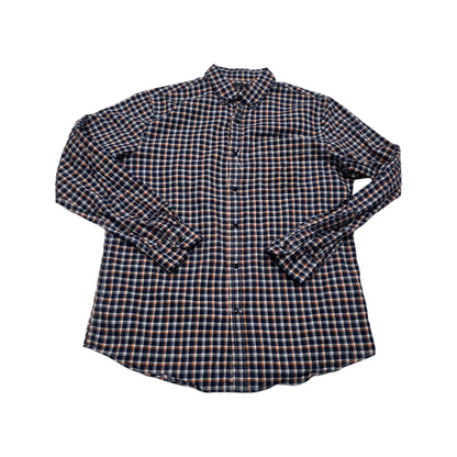 Camisa Banana Republic Grande L Cuadro Azul Naranja