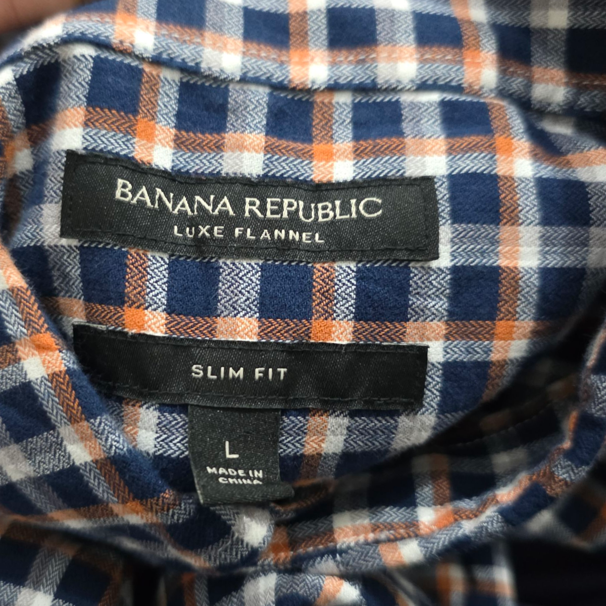 Camisa Banana Republic Grande L Cuadro Azul Naranja