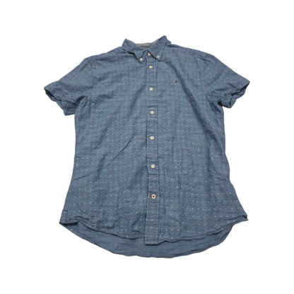 Camisa Manga Corta Tommy Hilfiger Grande L Azul Letras