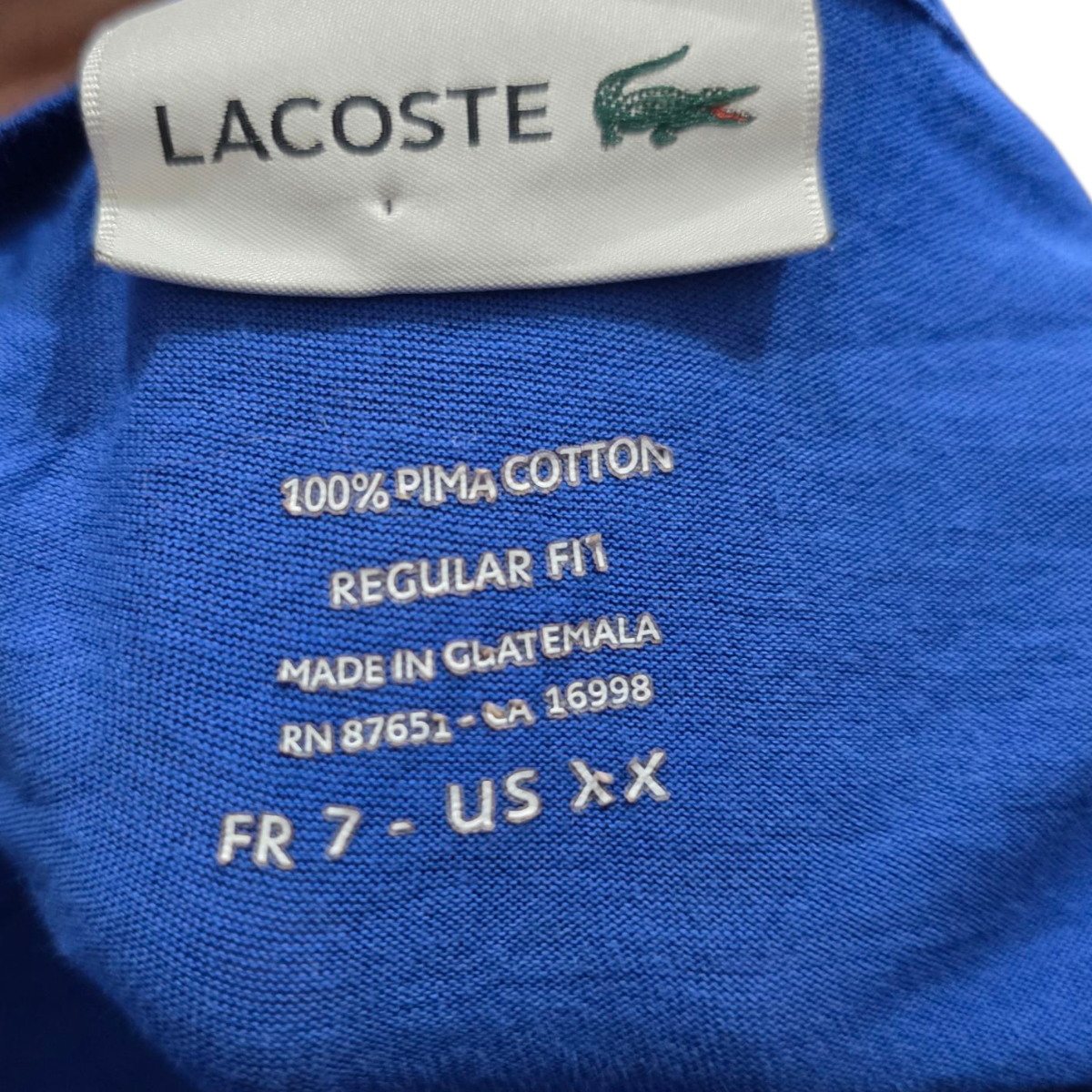 Playera Lacoste Xxl Fr7 Azul