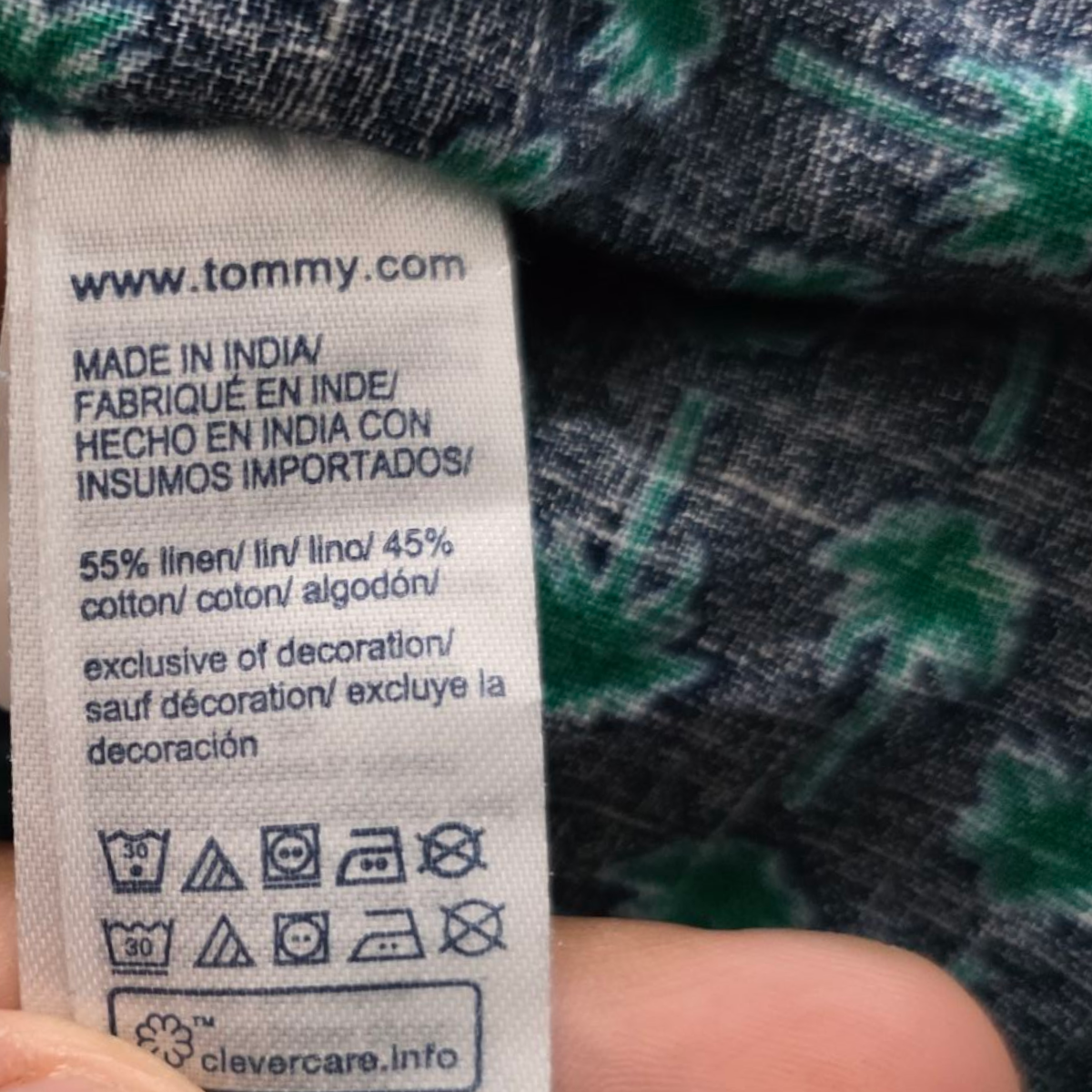 Camisa Custom Fit Tommy Hilfiger Xxl Verde Azul Palmeras
