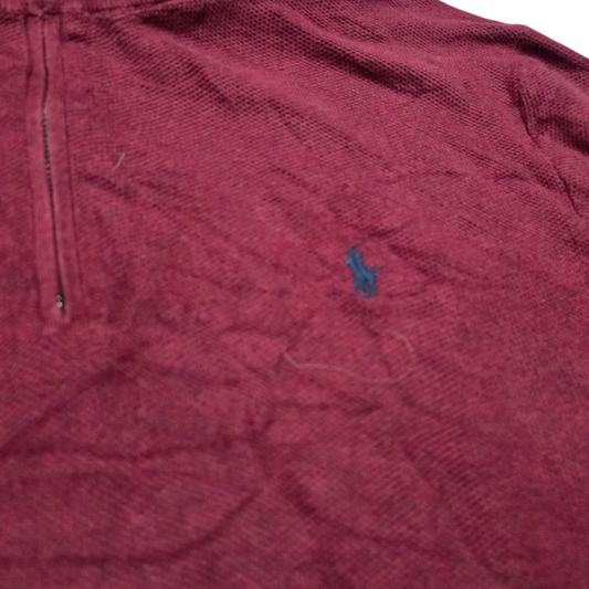 Sueter Medio Cierre Ralph Lauren Xxl Vino Pony Azul